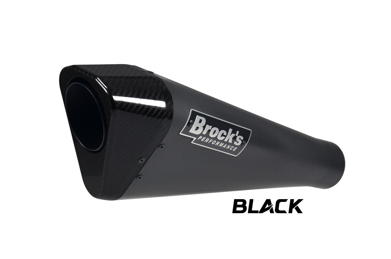 Brocks Performance Brocks Penta-Carbon Full System 15'' Black Muffler Kawasaki ZX-14 (12-26), black motorcycle exhaust muffler with carbon fiber details Brocks Performance Brocks Penta-Carbon Full System 15'' Black Muffler Kawasaki ZX-14 (12-26), black motorcycle exhaust muffler with carbon fiber details