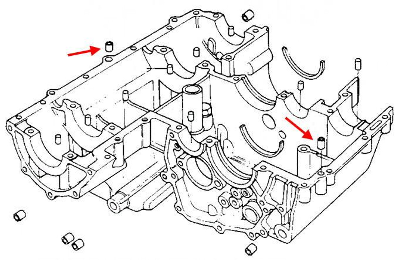 Kawasaki OEM Cylinder Head Dowel KZ900-KZ1000, technical diagram of engine cylinder head showing dowel placement and structure.