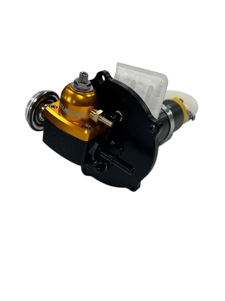HTP Performance HTP In-Tank Fuel Pump Assembly for Kawasaki ZX-14R (06-25), innovative fuel pump with gold and black components, high-performance fuel delivery system.