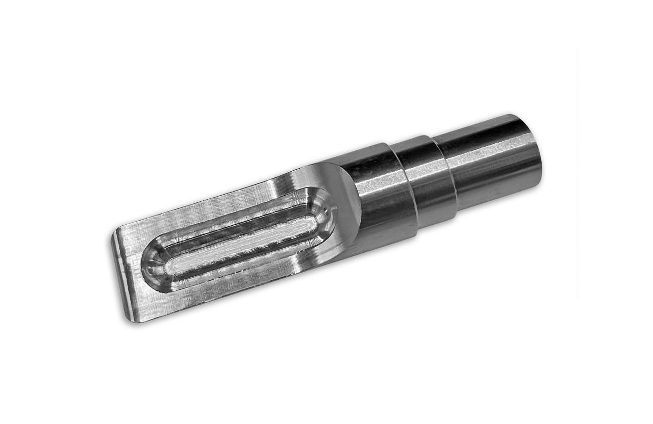 DME Replacement Foot Peg, metallic motorcycle foot peg with a sleek, durable design and textured surface for grip.
