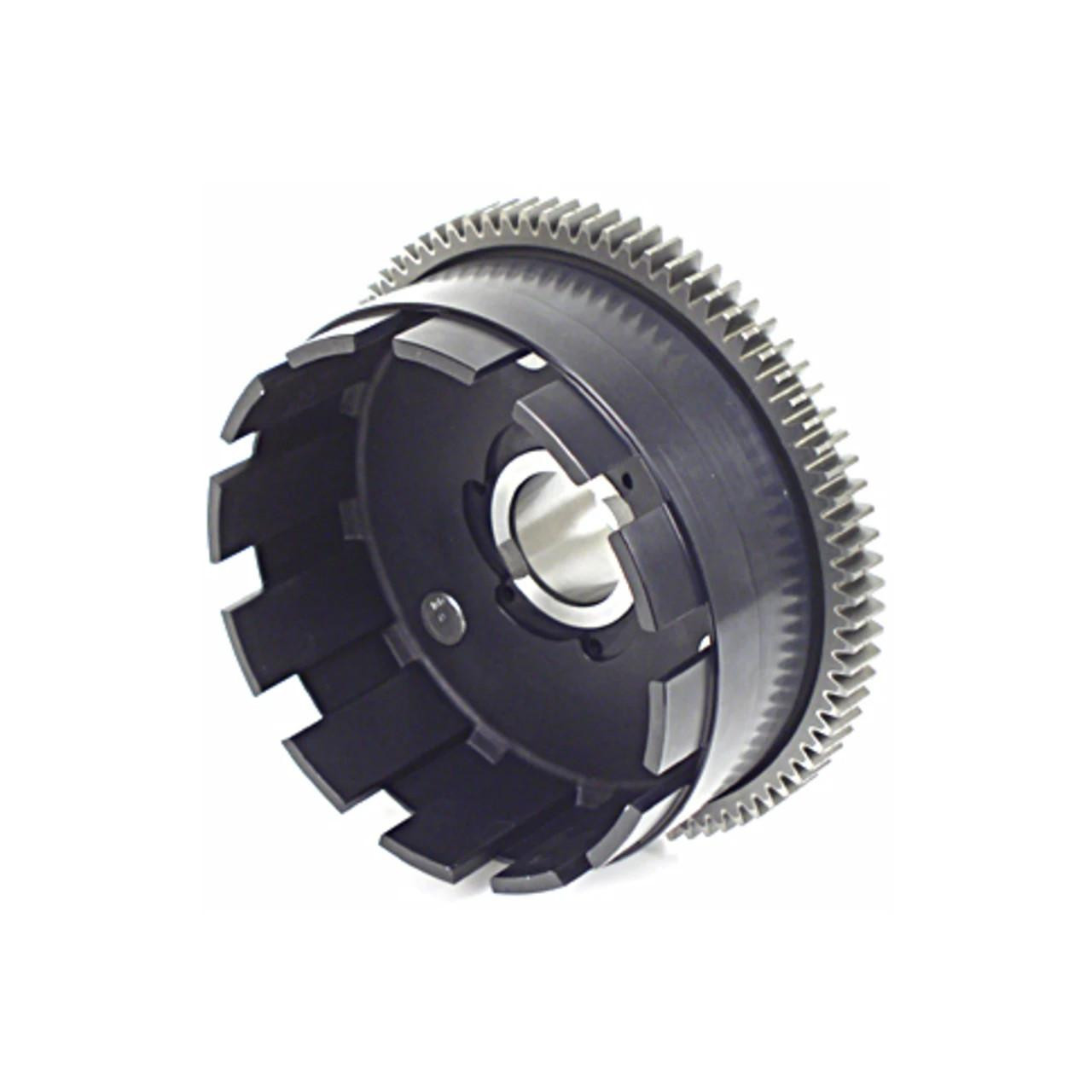 MTC Engineering MTC Heavy Duty Clutch Basket Suzuki Hayabusa (99-25), a heavy-duty black clutch basket with a large central hole and silver gear teeth, designed for Suzuki Hayabusa motorcycle.