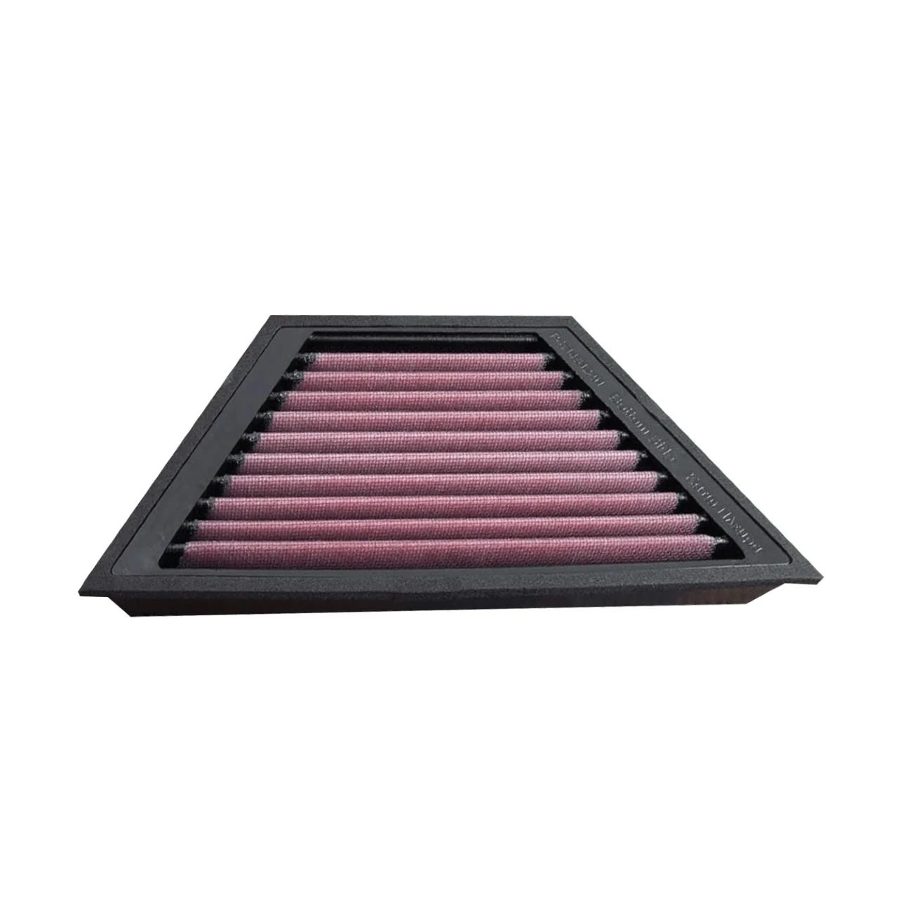 DNA Filters DNA Air Filter Kawasaki ZX-14R (12-25), a triangular air filter with pink pleated filter material and a black rubber frame for optimal engine air intake.