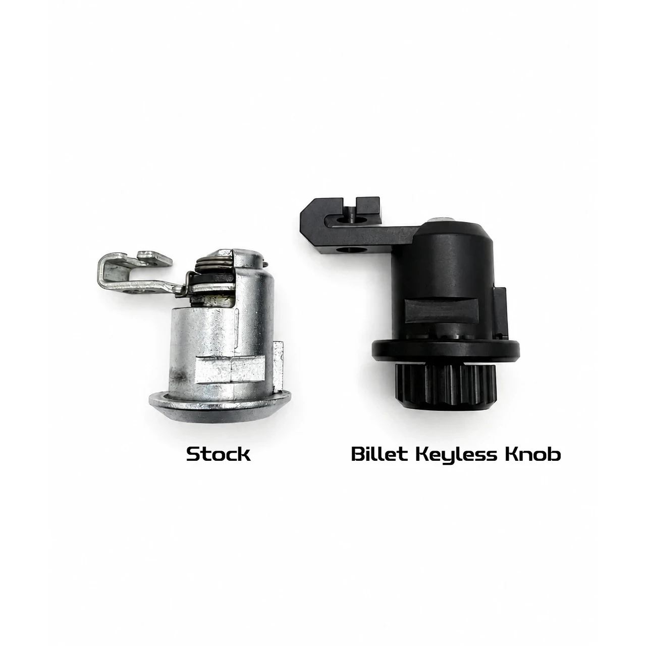 Billet Aluminum Keyless Trunk Knob Compared To Stock - Schnitz Racing