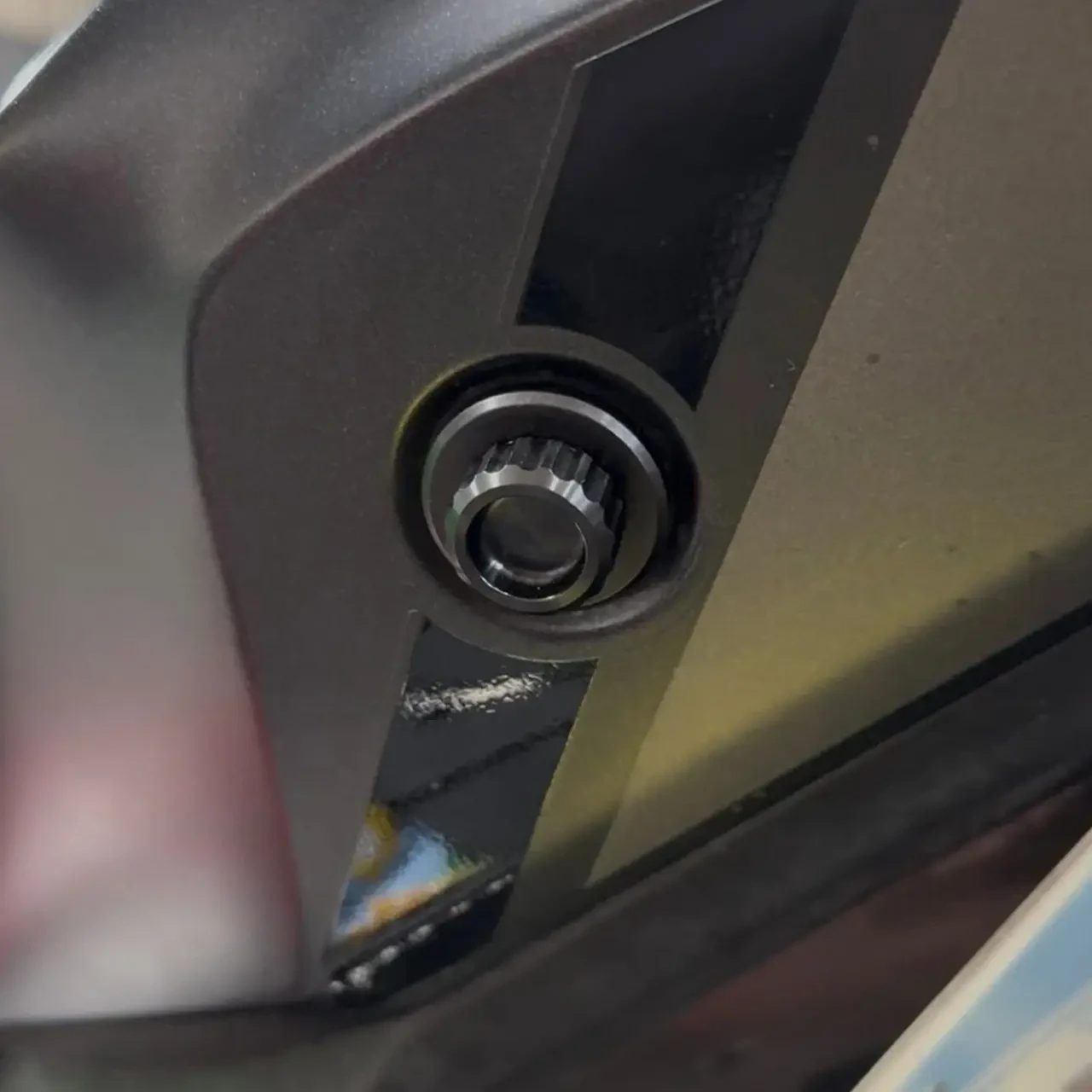 MWP Keyless Trunk Knob Kawasaki ZX-10R (16-26), close-up view of the keyless trunk knob mounted on a motorcycle.