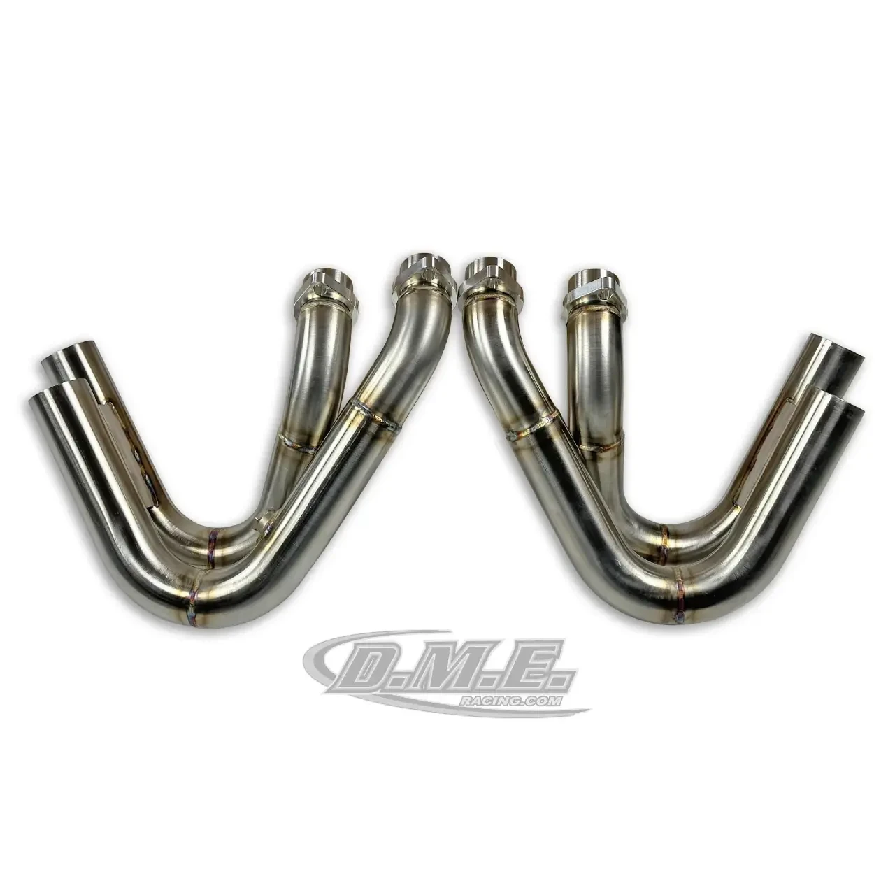 DME Racing Motorcycle Parts DME Zoomie Exhaust System, stainless steel motorcycle exhaust pipes with bent and welded tubing for enhanced engine performance.