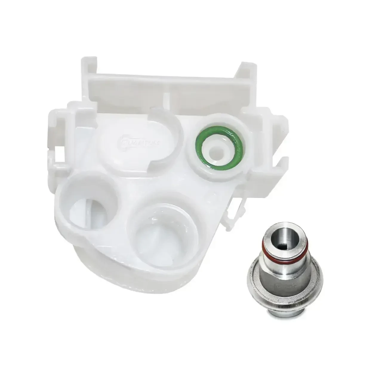 Quantum OEM Replacement Motorcycle Fuel Pump, housing with regulator for Suzuki GSXR1000 (07-12), includes fuel pressure housing and regulator component.