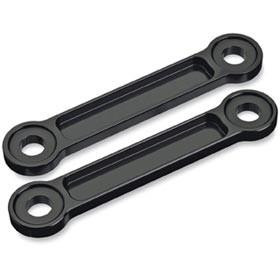 Moose Lowering Links Kawasaki KLR650, image of black motorcycle lowering links with a sleek design for enhanced suspension adjustment.