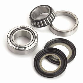 Moose Steering Stem Bearing Kit Kawasaki KLR650, image showing a set of motorcycle steering stem bearings and seals.