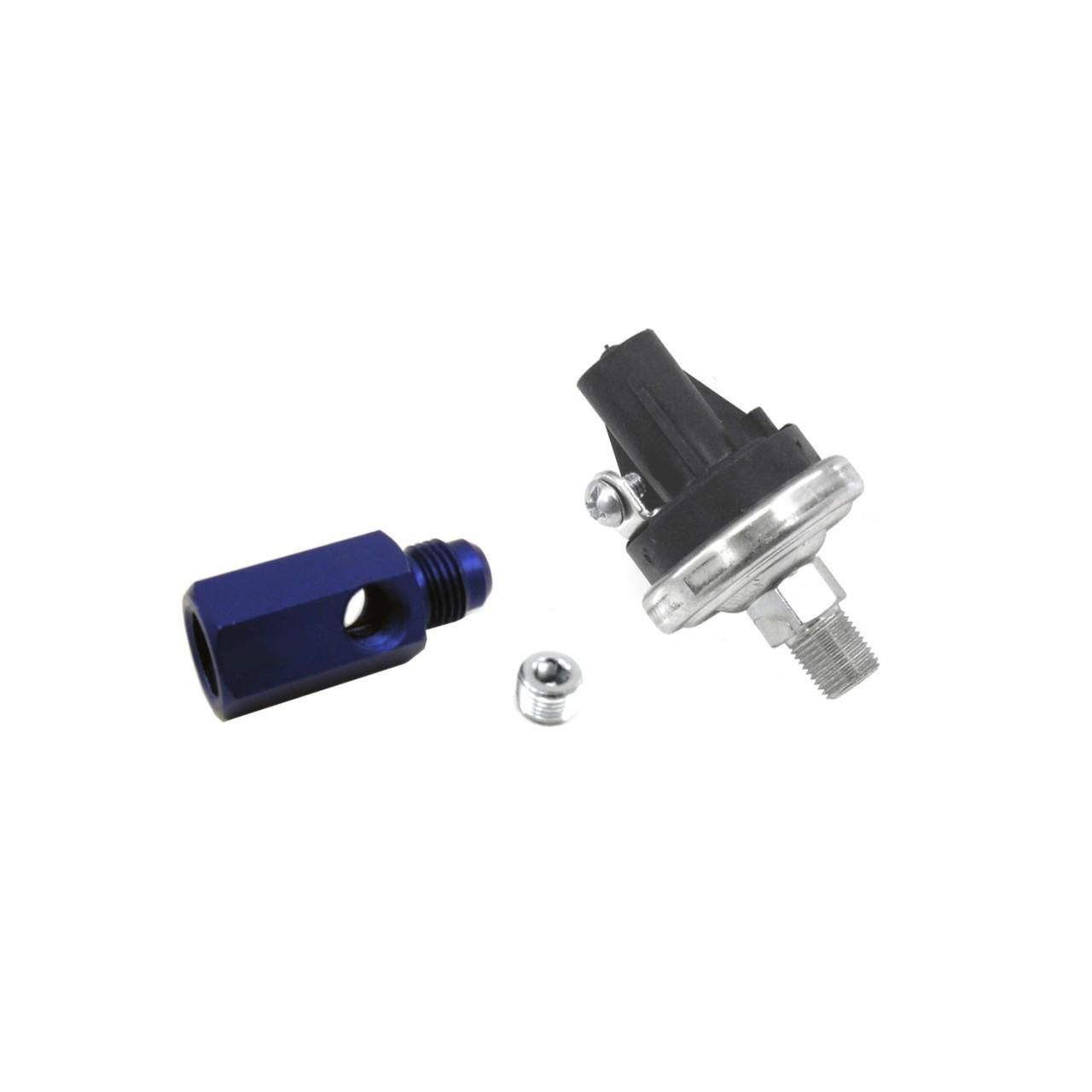 NX Fuel Pressure Safety Switch, industrial fuel pressure safety switch with mounting component and connector parts.