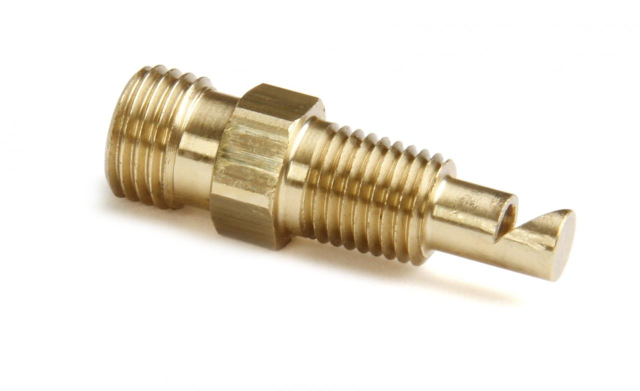 NOS Fan Spray Nozzle, metallic brass spray nozzle with threaded body and angled spray tip. NOS Fan Spray Nozzle, metallic brass spray nozzle with threaded body and angled spray tip.