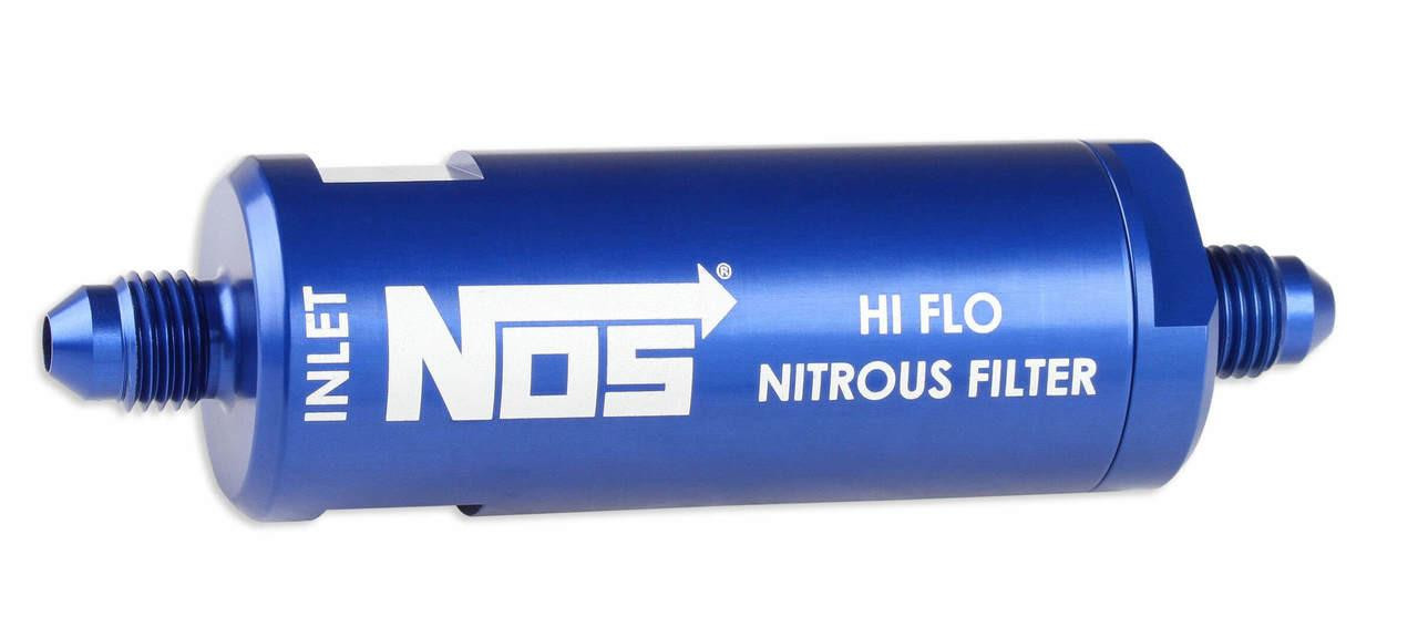 NOS In-Line Hi-Flow Nitrous Filter, 4an, Blue - a high-performance blue nitrous oxide in-line filtration system with 4an fittings for automotive use. NOS In-Line Hi-Flow Nitrous Filter, 4an, Blue - a high-performance blue nitrous oxide in-line filtration system with 4an fittings for automotive use.