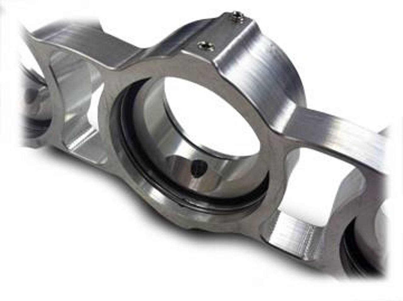 Schnitz Racing Schnitz Nitrous Intake Manifold for Suzuki Hayabusa (99-21), close-up view showing the metallic silver engine intake component with black sealing gasket. Schnitz Racing Schnitz Nitrous Intake Manifold for Suzuki Hayabusa (99-21), close-up view showing the metallic silver engine intake component with black sealing gasket.