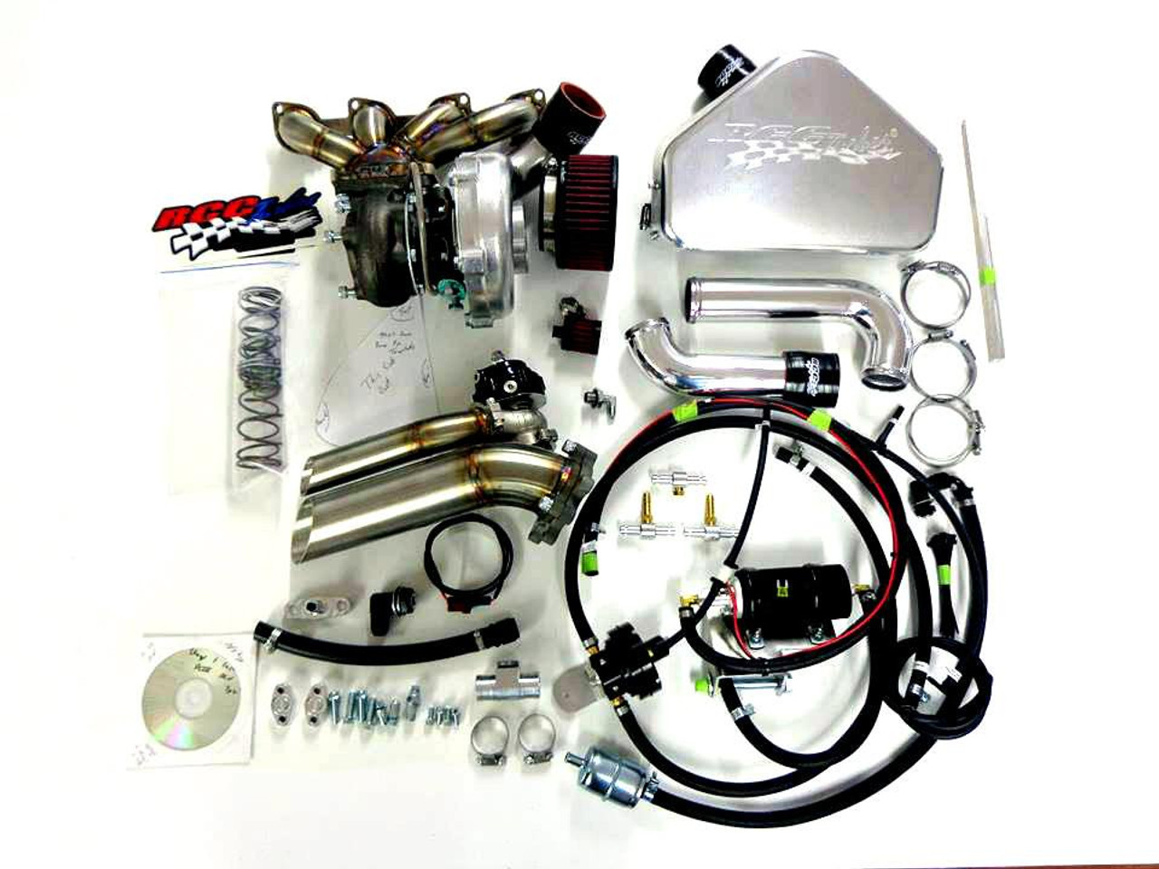 RCC Turbo Kit Stage 1 Suzuki Hayabusa (99-07), turbocharger and related components for motorcycle performance upgrade.