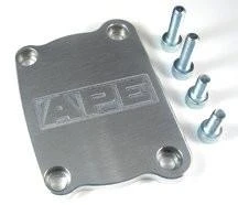 APE Kick Starter Block Off Plate Kawasaki KZ900-KZ1000, metal motorcycle part with four screws for removing or blocking the kick starter