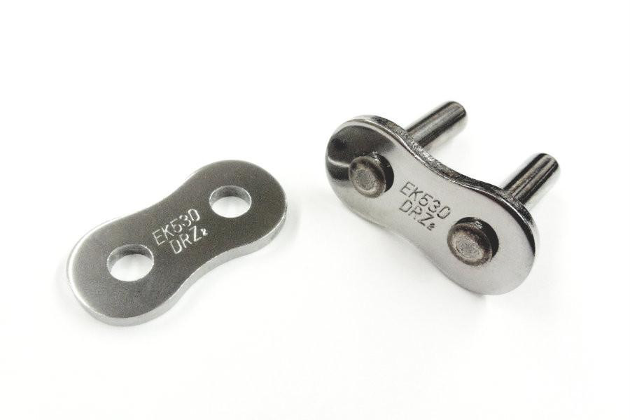 EK Chain 530 DRZ-2 Drag Master Connecting Link, metal chain connecting link with engraved product details.