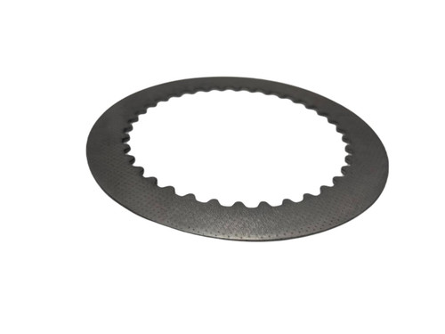 Suzuki OEM Steel Clutch Plate GS1100-GS1150, black automotive clutch component with perforated surface and gear-like inner edge for motorcycle transmission repair. Loading Image
