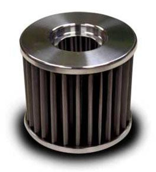 Schnitz Racing Schnitz Stainless Steel Lifetime Reusable Oil Filter for Suzuki GS1100-GS1150, cylindrical oil filter with metal exterior fins and central opening.