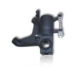 DME Front Fender Lowering Bracket Suzuki Hayabusa (99-21) GSXR1000 (01-08), close-up of black metal motorcycle fender lowering bracket with mounting holes and hardware.