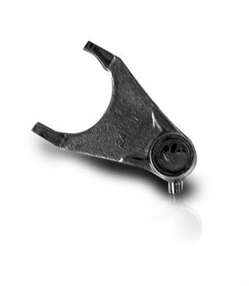 Suzuki OEM Shift Fork Large Suzuki GSX1300R Hayabusa (08-25), close-up of a black metallic motorcycle shift fork with a curved shape and mounting hole. Loading Image