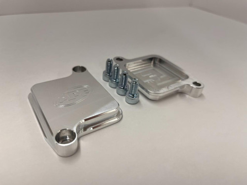 APEX Air Injection Block Off Plates Suzuki Hayabusa, metal plates with screws for installation.