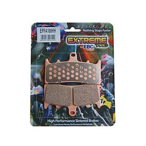 EBC Extreme Performance Front Brake Pads, high-performance sintered brake pads with a copper-colored design and detailed grooves for enhanced braking performance. Loading Image