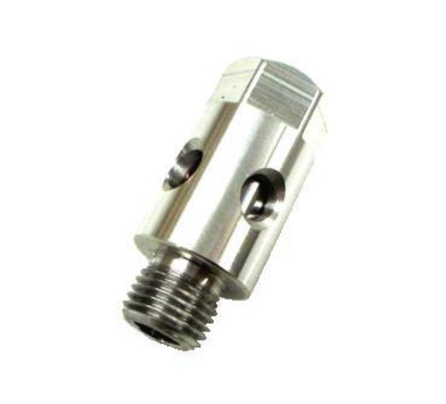 DME High Pressure Oil Relief Valve for Kawasaki ZX14R (06-25), ZX10R (04-20), ZX6R (07-15), image showing a metallic oil relief valve with threaded end and safety vent hole. Loading Image