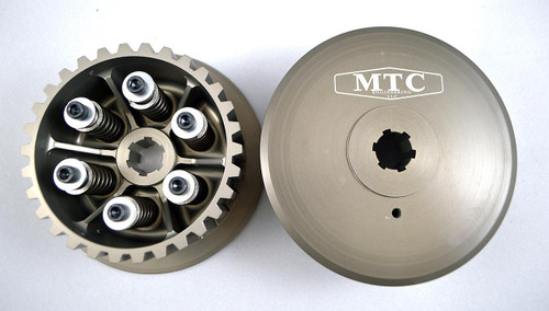 MTC Billet Inner Hub Suzuki Hayabusa (99-21), metallic inner hub and cover with gear-like teeth and bolt holes for motorcycle performance upgrade. Loading Image