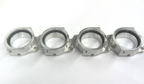 Schnitz Racing Schnitz Nitrous Intake Manifold Suzuki GSXR1000 05-08, aluminum intake manifold with black seals for enhanced bike performance. Loading Image