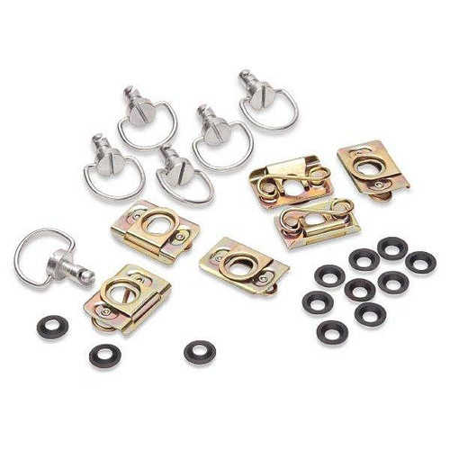 Cycle Performance Products Cycle Quick Fasin' D-Ring Fiberglass Bodywork Hardware Kit With Clips, motorcycle bodywork fastener hardware with D-rings, clips, and washers for secure fiberglass bodywork installation. Loading Image