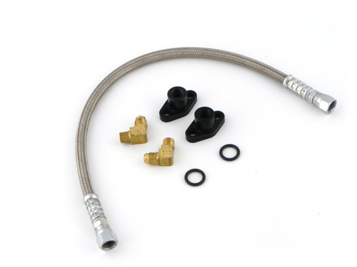 Brocks Performance Brocks Oil Cooler Removal Kit Suzuki GSXR1000 (07-08), includes braided oil line, fittings, and mounting hardware for motorcycle oil cooler removal. Loading Image