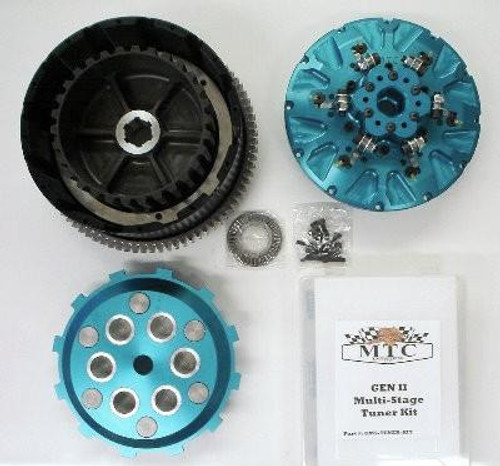 MTC Multistage Lock Up Gen II Suzuki GSX1300R Hayabusa (99-26), exploded view of clutch lockup kit components including clutch hub, pressure plate, and tuner kit for motorcycle performance enhancement.