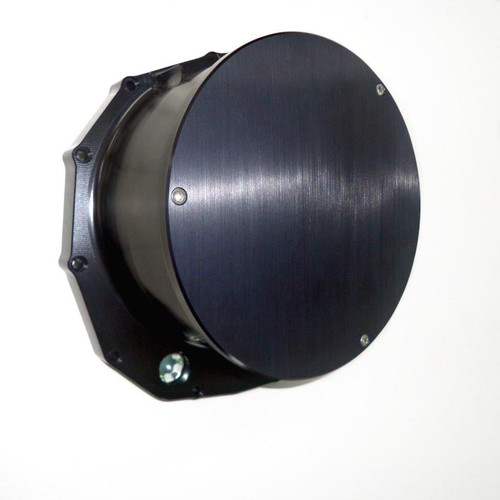 RCC Quick Access Clutch Cover Suzuki Hayabusa (99-26), sleek black metallic clutch cover with a smooth, polished surface and mounting screws for motorcycle upgrade. Loading Image