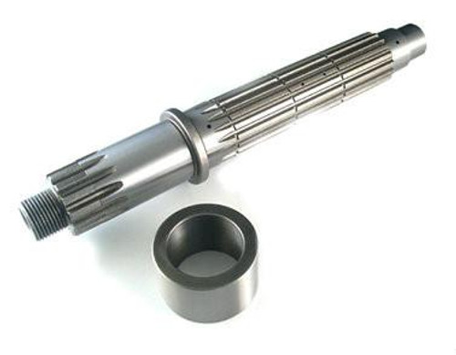 Robinson Industries Heavy Duty Output Shaft Suzuki GSXR1000 (01-08), a durable metal shaft with multiple grooves and a threaded end, alongside a black cylindrical component. Loading Image