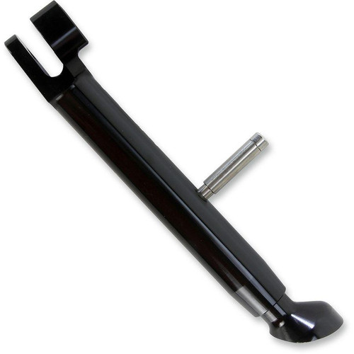 PSR Adjustable Kickstand Kawasaki ZX6R (09-12), black metal motorcycle kickstand with a silver hinge in the middle, designed for motorcycle stability and support.