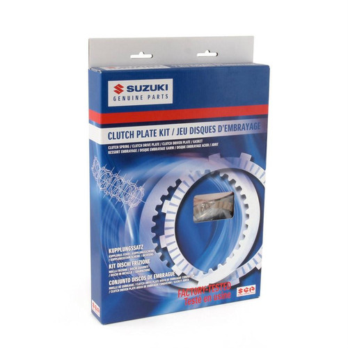 Suzuki OEM Complete Clutch Kit Suzuki GSX1300R Hayabusa (99-03), factory-tested clutch plate kit in packaging with gear illustration. Loading Image