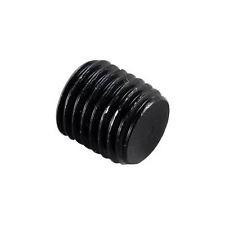 Schnitz Fitting Recessed Allen Steel Plug Pipe 1/16", black steel plug with threaded exterior for pipe fitting application.