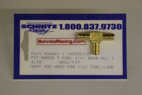 Schnitz Fitting Brass Barb Tee 1/4" Fuel Line