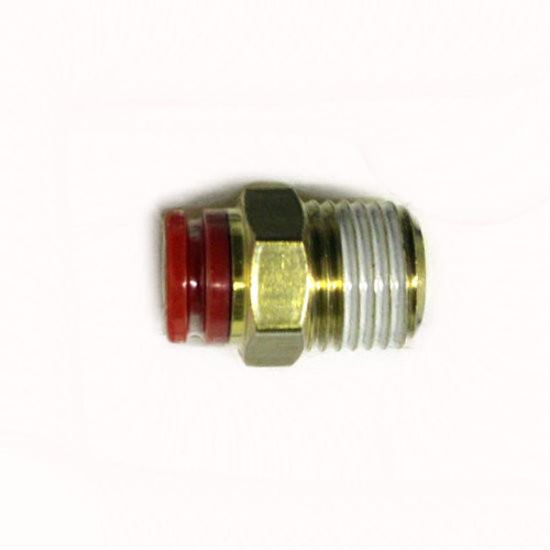 Schnitz Racing Schnitz Fitting Brass Quick Connect 1/4" NPT Male to 1/4" Line, brass fitting with red and silver components for quick connecting hoses or lines. Loading Image