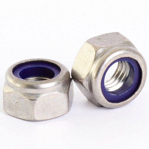 Schnitz Racing Schnitz Fitting Nylon 6mm Nut Set (10Qty), metal nuts with blue nylon inserts for secure fitting. Loading Image