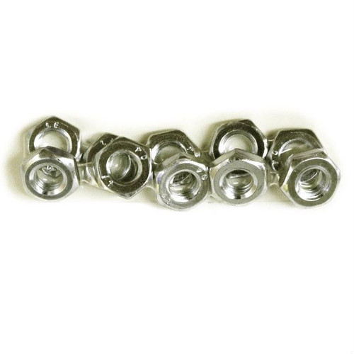 Schnitz Racing Schnitz Clutch Lockup Lightweight 6mm Nut Kit, image showing a set of metallic nuts arranged in a line. Schnitz Racing Schnitz Clutch Lockup Lightweight 6mm Nut Kit, image showing a set of metallic nuts arranged in a line.