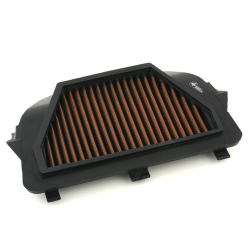 Sprint Filter Sprint Air Filter P08 Yamaha YZF-R6 (08-20), black and orange air filter with a rectangular shape and pleated design. Loading Image
