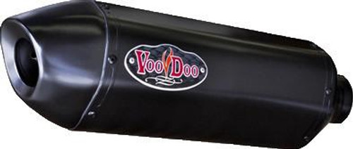 VooDoo Performance Series Slip On Exhaust Kawasaki ZX6R (09-12), black motorcycle exhaust with VooDoo logo