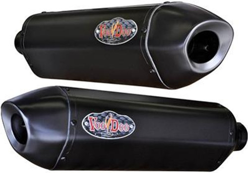 VooDoo Performance Series Slip On Exhaust Kawasaki ZX14R (12-21), black motorcycle exhaust pipes with logo VooDoo Performance Series Slip On Exhaust Kawasaki ZX14R (12-21), black motorcycle exhaust pipes with logo