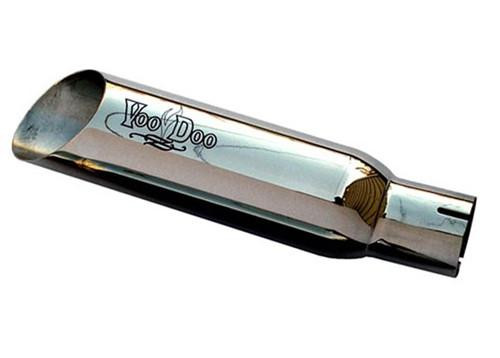 VooDoo Shorty Slip On Exhaust Kawasaki ZX10R (04-05), chrome motorcycle exhaust with VooDoo logo