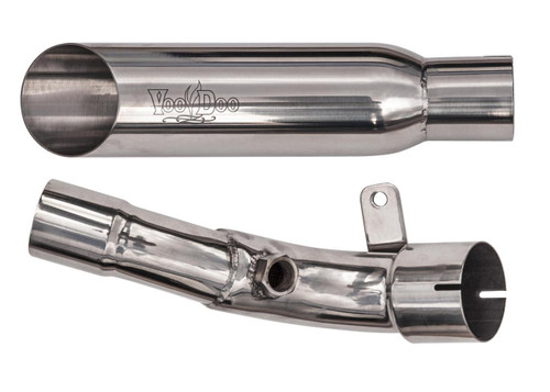 VooDoo Shorty Slip On Exhaust for Suzuki GSXR1000 2009-2011, stainless steel motorcycle exhaust with logo engraved and mounting bracket.