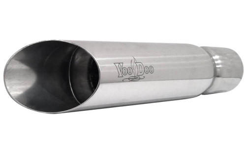 VooDoo Shorty Slip On Exhaust for Suzuki GSXR1000 (12-16), stainless steel motorcycle exhaust with tapered end and VooDoo logo.