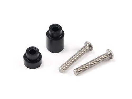Brocks Performance Brocks Steering Damper Riser Kit Kawasaki Ninja H2 (15-20) ZX10R (11-15), image showing black riser spacers and two silver screws. Loading Image