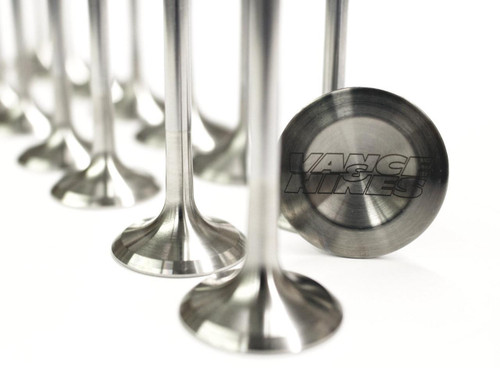 Vance & Hines Titanium Exhaust Valves Yamaha R6 (08-23), set of high-performance titanium engine valves with the Vance & Hines logo engraved on the head, designed for Yamaha R6 models from 2008 to 2023.
