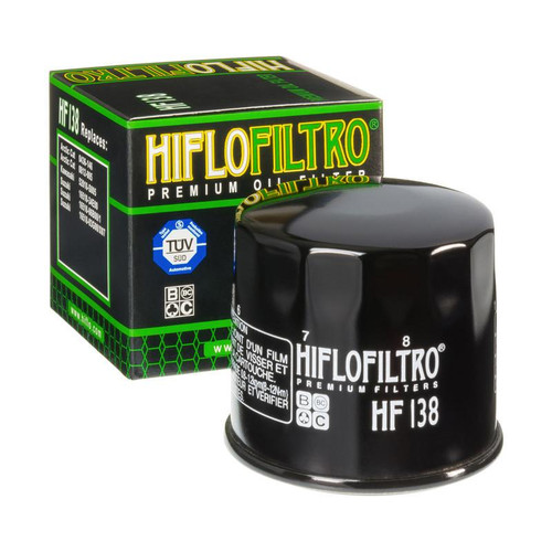 HiFloFiltro Oil Filter Suzuki M109R Boulevard (06-15), black oil filter with white text and branding, next to its green and black packaging box. Loading Image