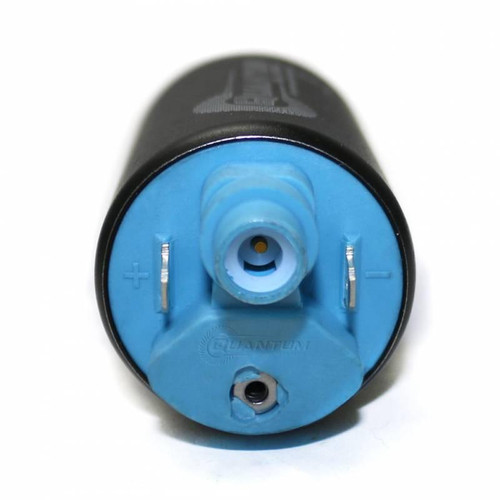 Quantum Fuel Systems Quantum Replacement Fuel Pump Kawasaki ZX-14R (08-25), close-up view of the fuel pump with blue and black design, showing connection ports and branding.